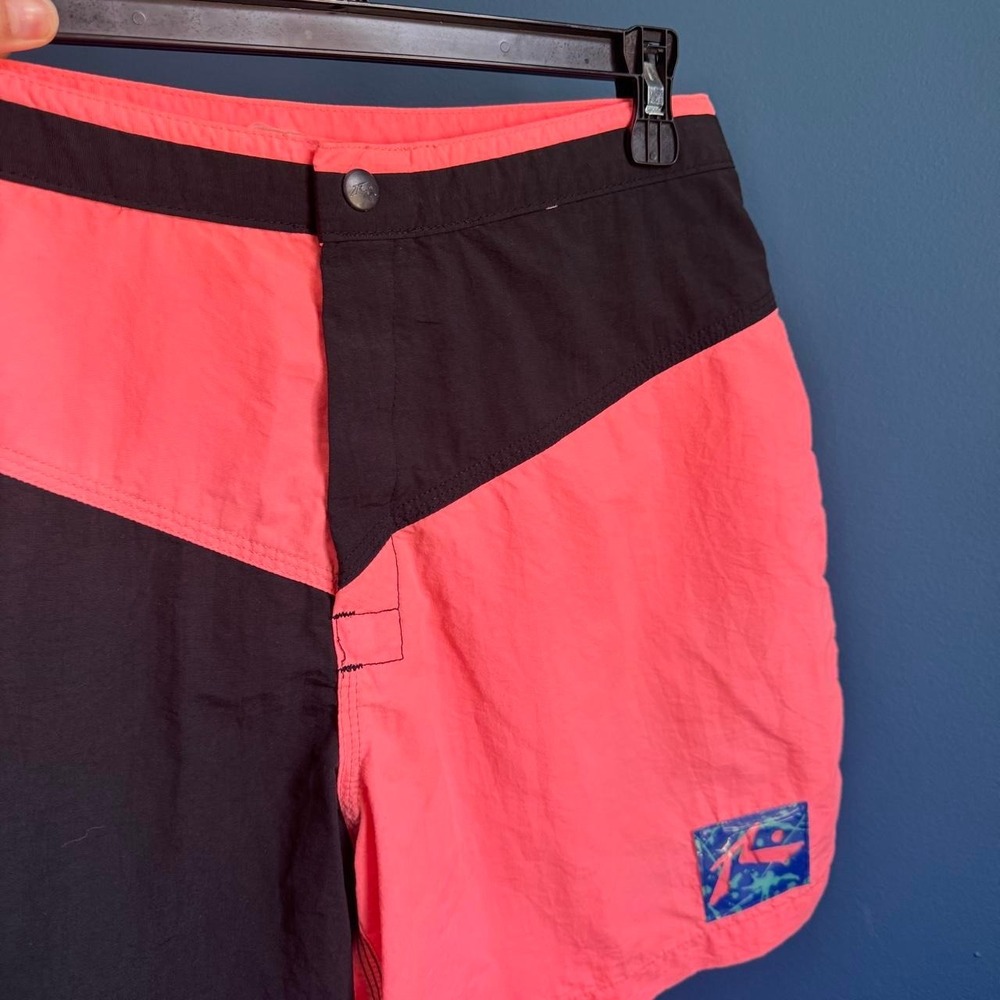 Vintage Rusty Swim Trunks Men's Size Medium Orange Black Colorblock Retro 80s - Picture 4 of 8